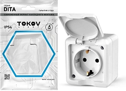 Розетка 1-м ОП Dita 16А IP54 250В с заземл. с крышкой бел. TOKOV ELECTRIC TKL-DT-R1Z-C01-IP54