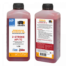 Масло REZER PROFI 2Т мин. API TC, 1л (красное, низкодымное, для высокооборот.двигателей)