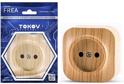 Розетка 1-м ОП Frea 16А IP20 250В без заземл. АБС-пластик сосна TOKOV ELECTRIC TKE-FR-R1-C25