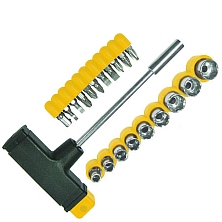 Отвертка Т-образная с набором бит и головок 22 предмета