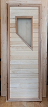 Дверь банная 700*1800 мм осина (стекло трапеция) с коробкой