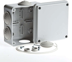 Коробка распределительная ОП 100х100х50мм 6 вводов IP55 сер. Ruvinil 67050