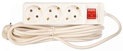 Удлинитель бытовой ТМ Союз 2200 Вт с заземлением с выключателем 3 гнезда ПВС 3м