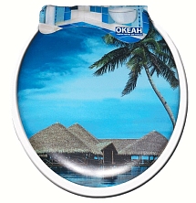 Сиденье для унитаза  мягкое, голубое с рисунком ОКЕАН