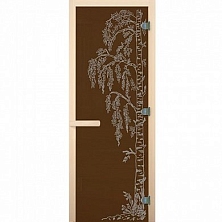 Дверь стекло Бронза, рис. "БЕРЕЗКА", 1900*700мм (8мм, 3 петли 716 GB) (Магнит) (ОСИНА) левая