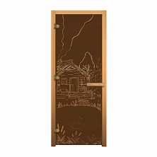 Дверь стекло Бронза "БАНЬКА" 1900*700мм (8мм, 3 петли 716 CR) (Магнит) (ОСИНА)