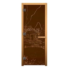 Дверь стекло Бронза Матовая "БАНЬКА" 1900*700мм (8мм, 3 петли 710 CR) (ОСИНА)