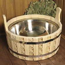 Шайка двуручная 15л с нержавеющей вставкой Русские Узоры