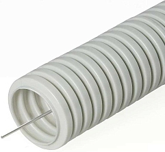 Труба гофрированная ПВХ легкая d20мм с протяжкой "Россия" сер. (уп.100м) Урал Пак ГФ-0101720-100