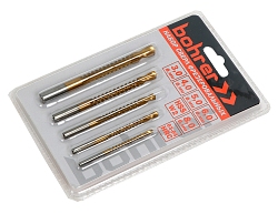 Сверла Bohrer фрезеровальные в наборе: 3,0/4,0/5,0/6,0/8,мм (сталь W2TiN) (5шт)